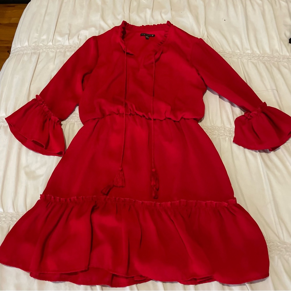 Red ruffle mini dress from City Triangles. Size S.
